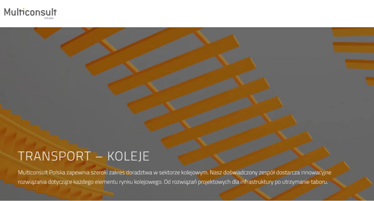 Printscreen ze starnë https://multiconsult-polska.com/sektory/transport-koleje
