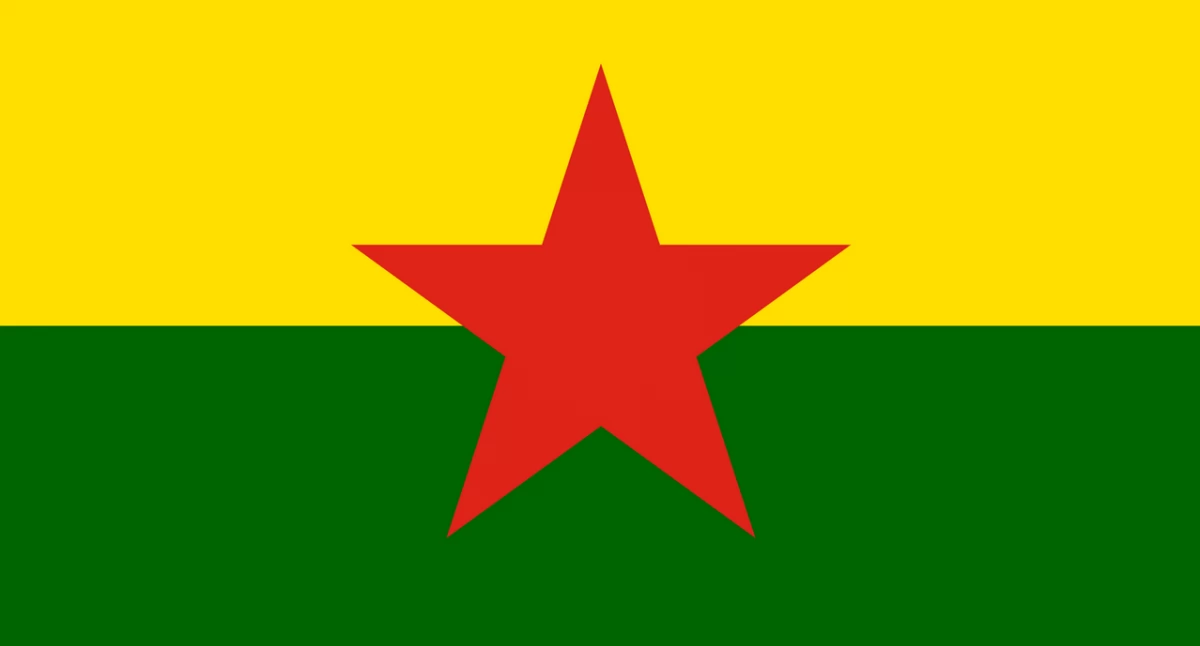 Fana Lëdowi Armie Wëzwòleniô Kùrdistanu; https://ku.wikipedia.org/wiki/Art%C3%AA%C5%9Fa_Rizgariya_Gel%C3%AA_Kurdistan#/media/W%C3%AAne:Flag_of_H%C3%AAz%C3%AAn_Rizgariya_Kurdistan%C3%AA.svg