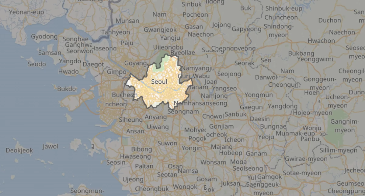 Zdrzódło: https://en.wikipedia.org/wiki/Seoul#/map/0