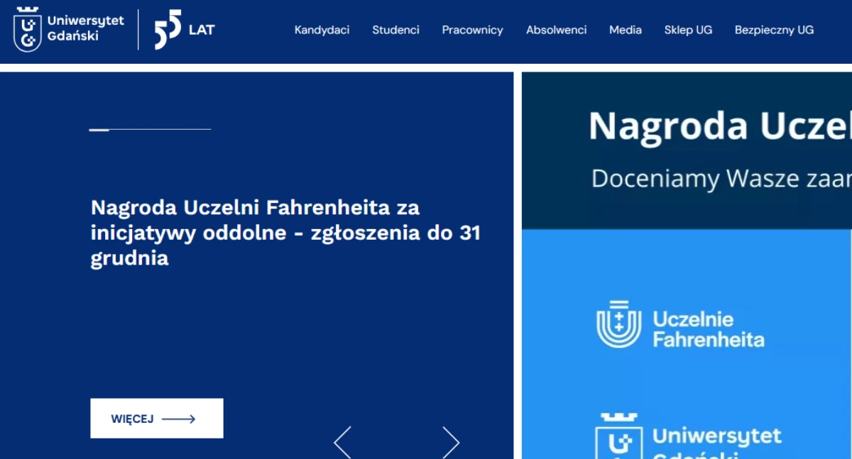 Print screen ze starnë https://ug.edu.pl/