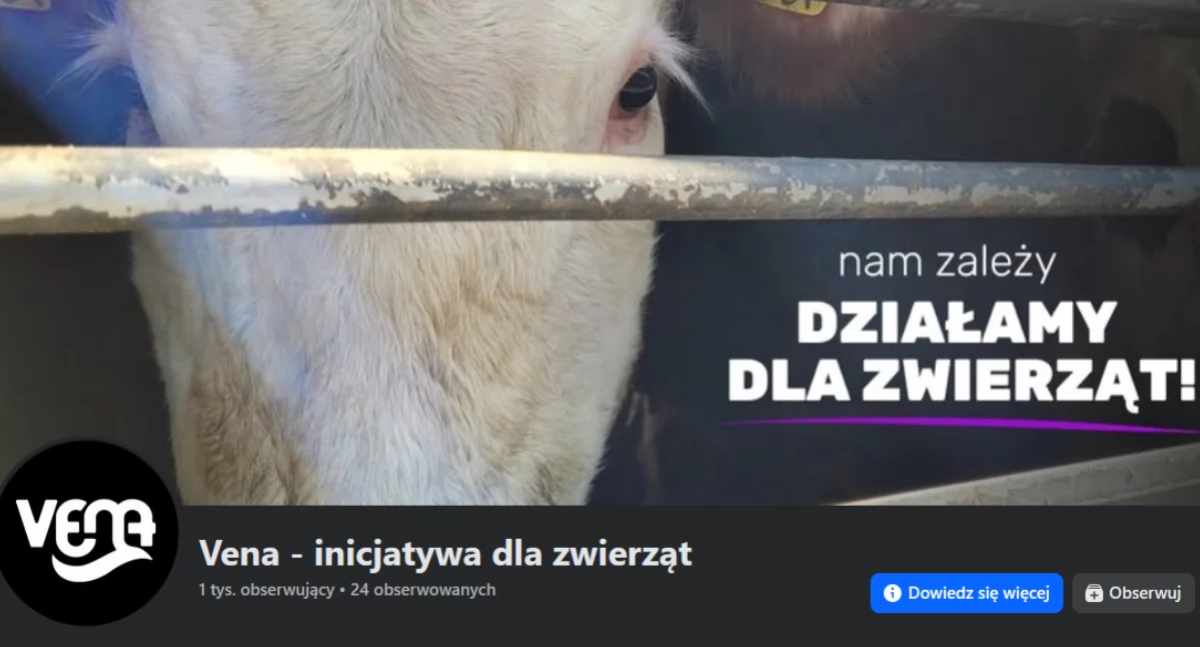 Print screen z facebookòwi starnë „Vena – inicjatiwa dlô zwierzãt” 